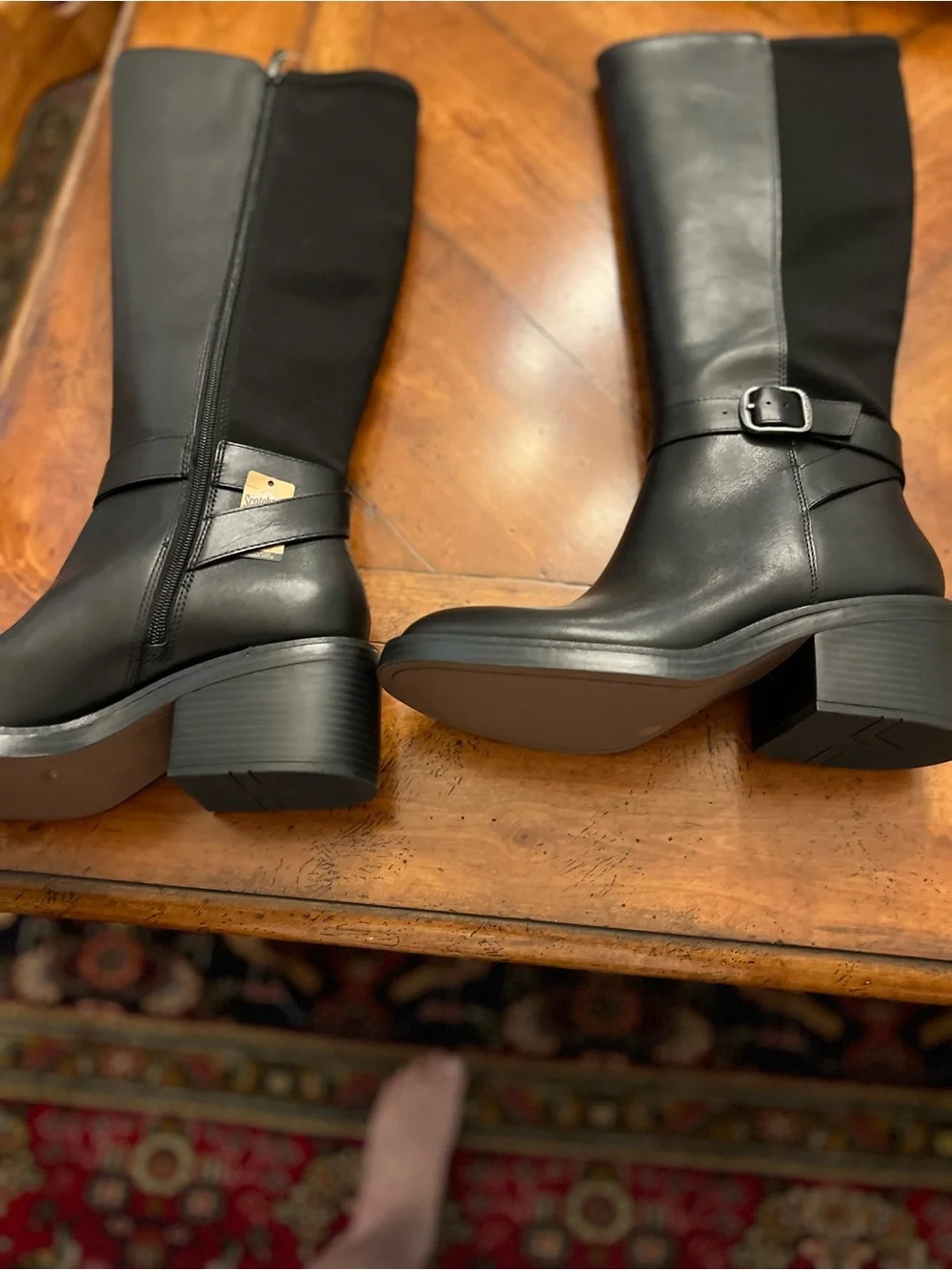 Vince Camuto Black Over-the-Knee Leather Boots with Ankle Strap
